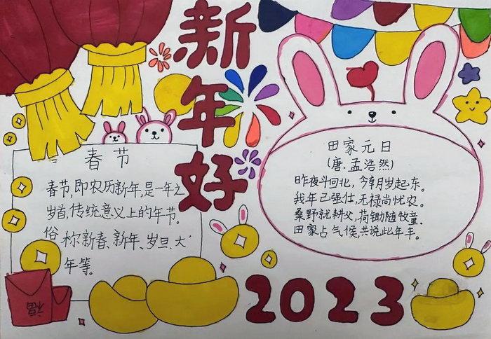 春节手抄报2023年兔年短文字内容(4k手抄报作品28份)