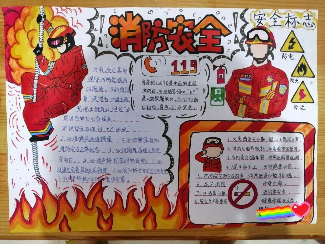 幼儿园教师119消防安全手抄报(119消防手抄报精选23幅)