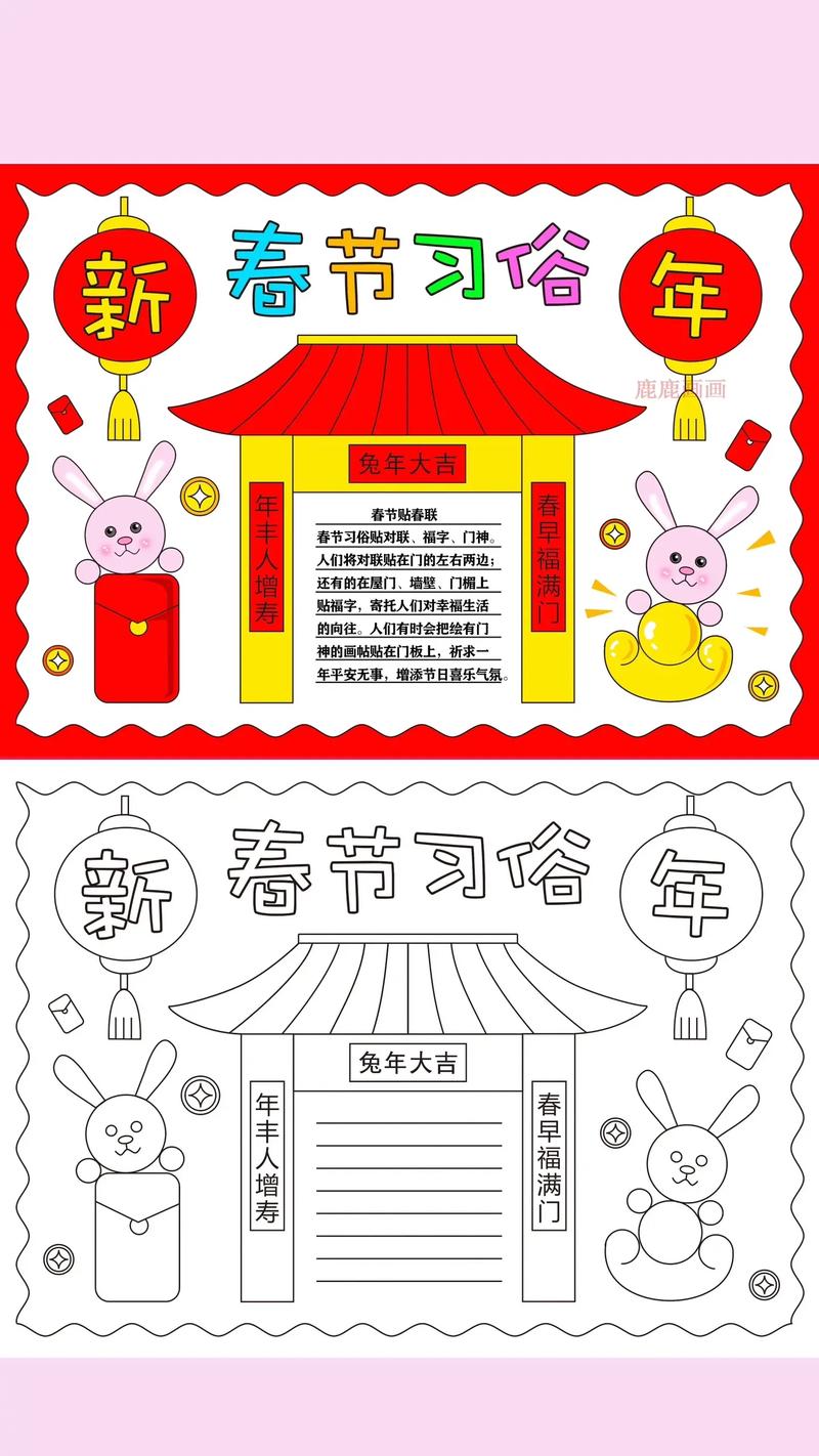 春节习俗手抄报六年级字多