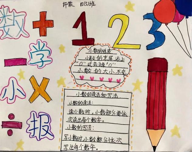 四年级数学手抄报简单漂亮下册(彩铅手抄报推荐23张)