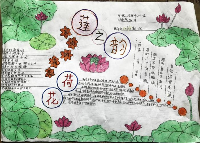 三年级小学生手抄报荷风莲韵(古诗词手抄报22张)