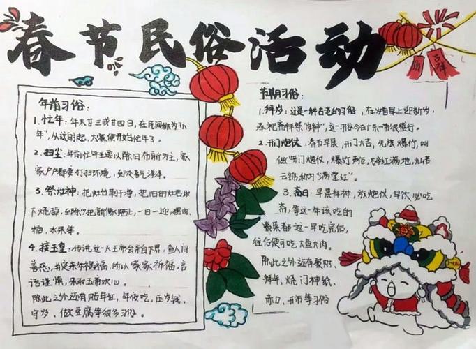 春节习俗手抄报五年级高难度(小学生新年手抄报作品20幅)