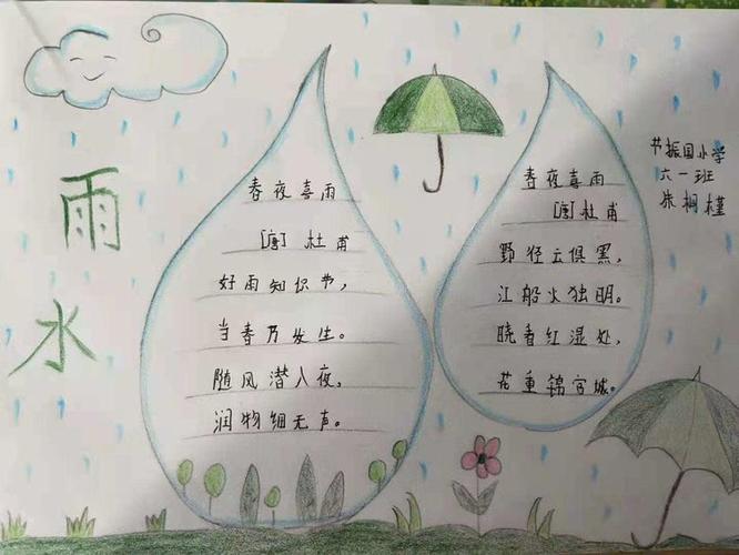 雨水的手抄报简单漂亮图片四年级