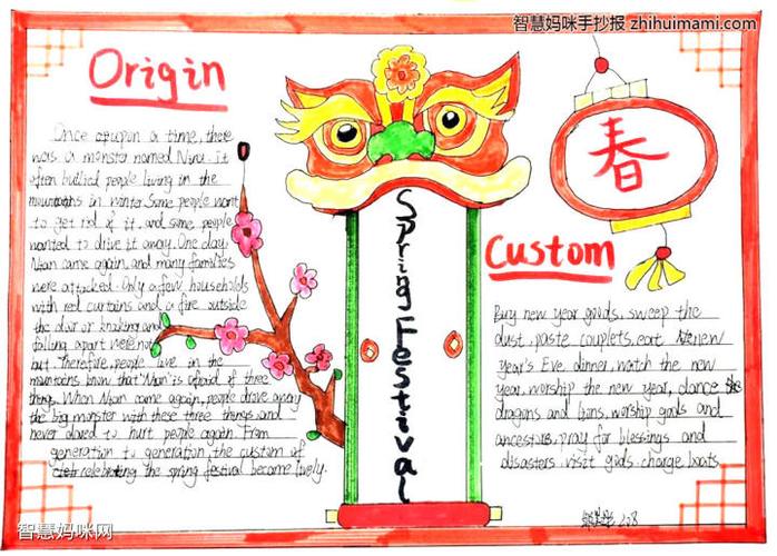 春节传统节日英语手抄报五年级(英语春节手抄报作品27幅)