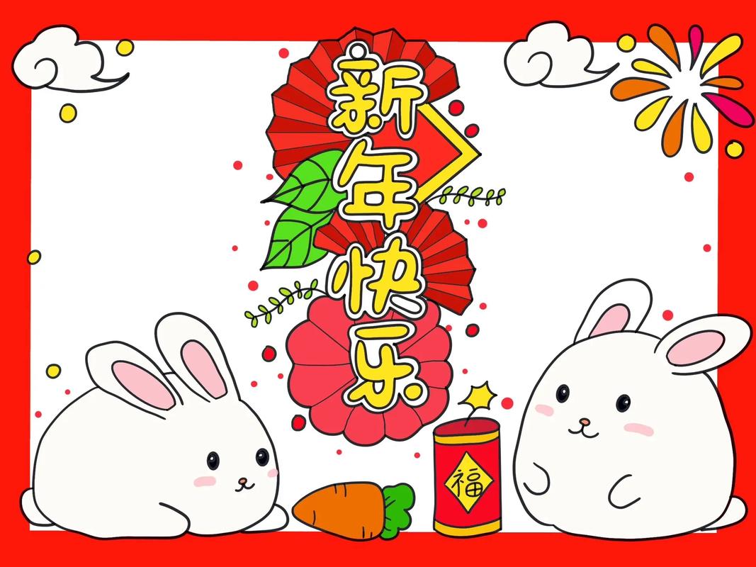 简单点的兔年春节手抄报(新年手抄报作品22张)