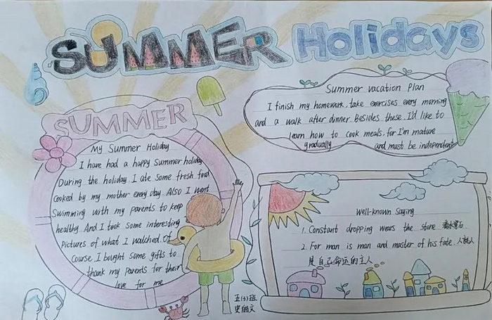 英语summer vacation手抄报带内容