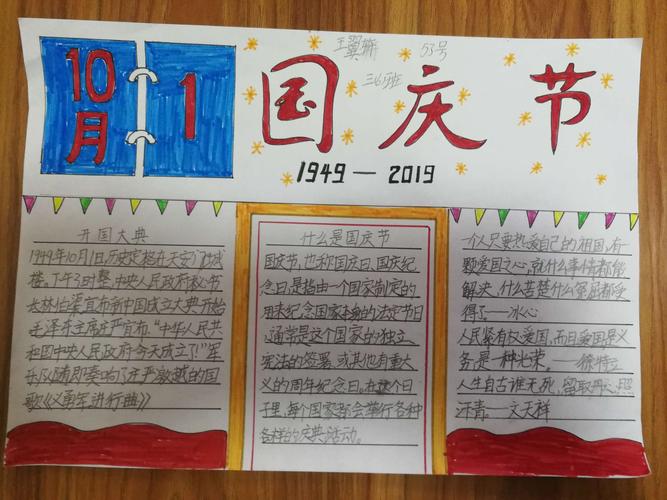 三年级简单的手抄报国庆节(小学三年级手抄报作品21张)