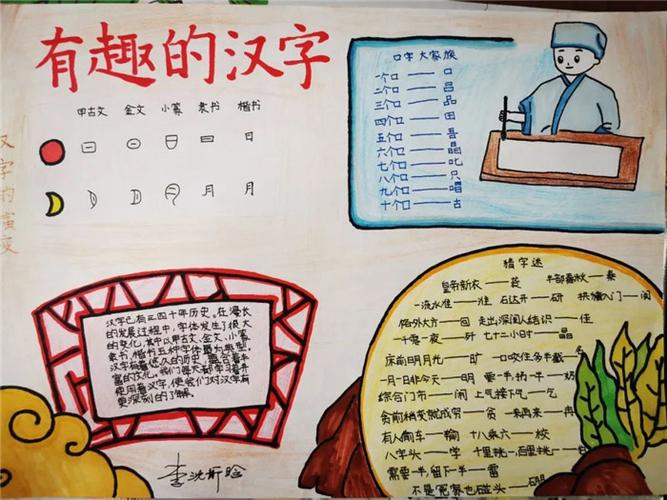 最简单的汉字文化手抄报(有趣的汉字手抄报26幅)