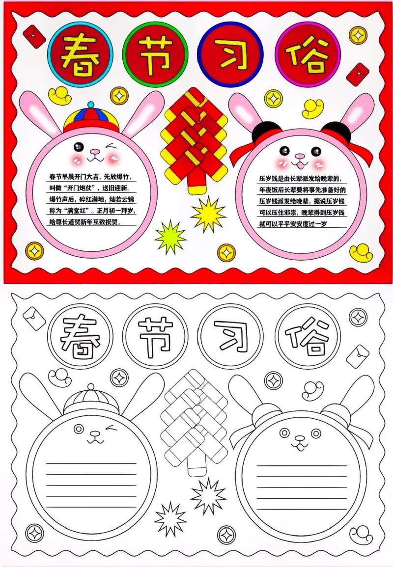 春节传统习俗的手抄报4年级(春节习俗手抄报最新24张)
